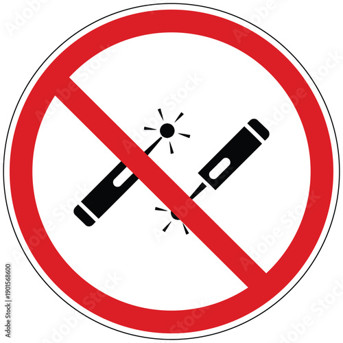 Prohibition sign indicating no laser pointer use allowed in restricted areas or specific venues