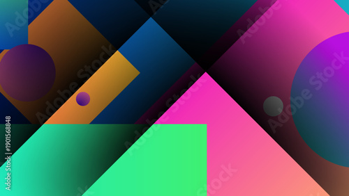 Ideal for modern art prints, website backgrounds, or digital presentations. Vibrant geometric design with circles and shapes in bright colors.