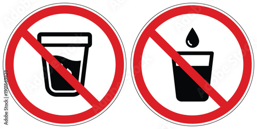 Two prohibition signs indicating restrictions on carrying or consuming liquids and drinks in designated areas