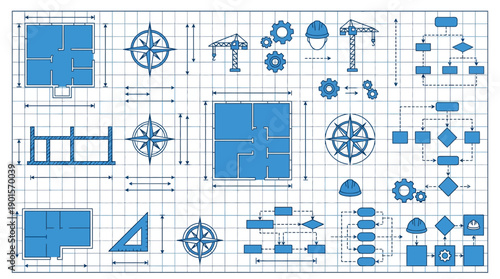 Blueprint designs for construction and engineering projects