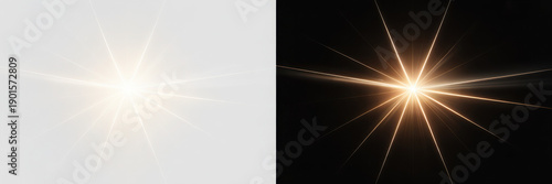 Yellow star flashed with sparkles sun isolated on white background. Soft glow without departing rays, sunlight with lens flare effect. PNG vector light effect.