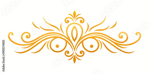 Elegant golden ornamental flourish design element, vector