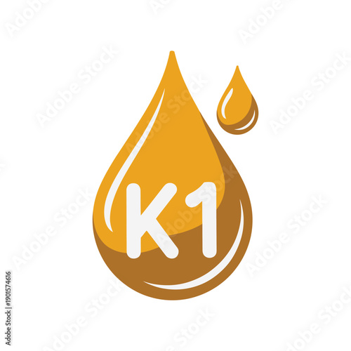 A logo featuring a large golden oil drop with the letters K1 and a smaller drop on a white background