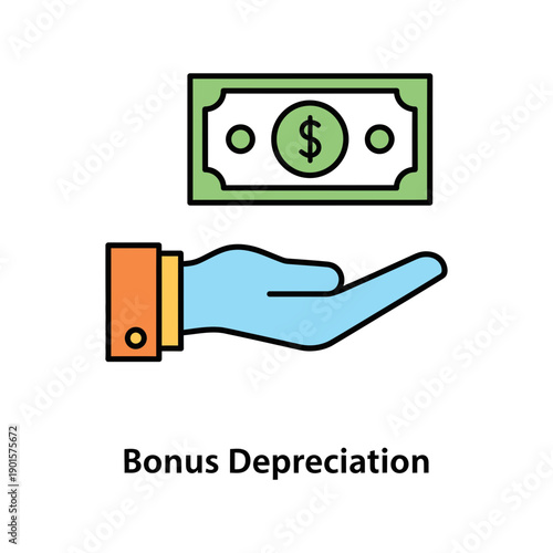 A hand receives a dollar bill under the text Bonus Depreciation.