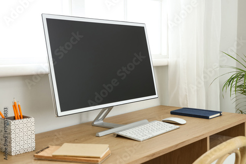 Modern computer with blank ...