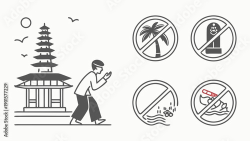 Sacred Temple Area Prohibitions Illustration, Respecting Balinese Holy Sites