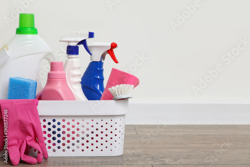 Basket with cleaning produc...
