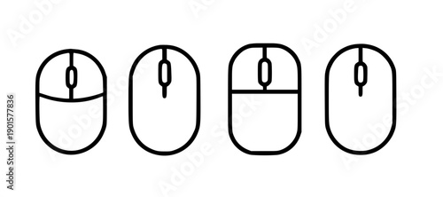 Electronic or technology icon, vector illustration of 4 computer mouse, in outline design style