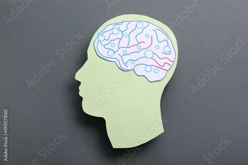 Paper human head with brain...