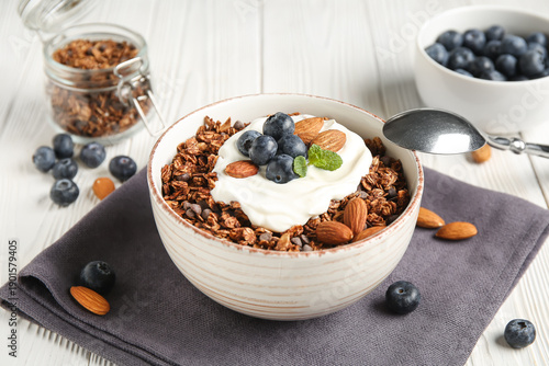 Bowl with chocolate tasty g...