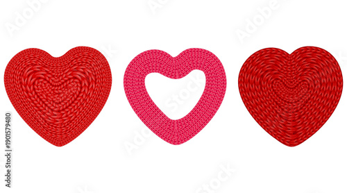 A set of knitted hearts. Handmade vector illustration for your creativity.
