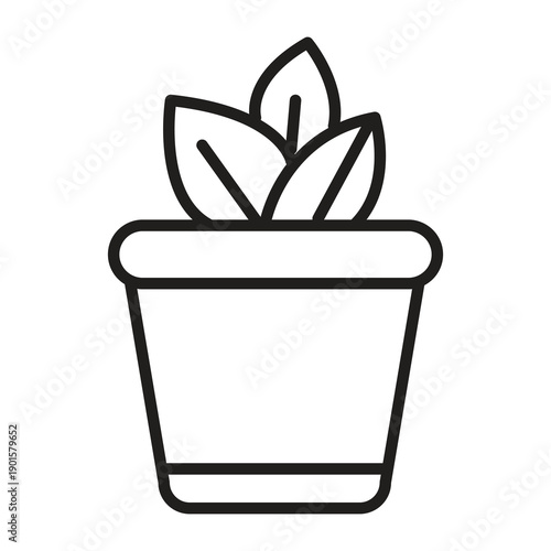 Potted Plant Icon, Planter Pot Icon, Home Gardening Icon vector illustration for web and app..eps