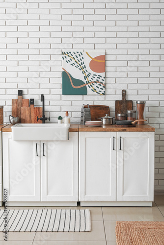 Table with sink and utensil...