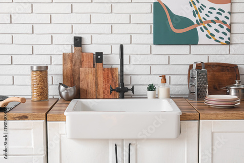 Different utensils and sink...