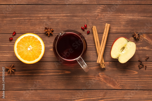 Jug of tasty mulled wine an...