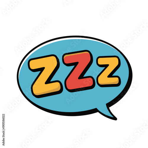 A cartoon speech bubble with the letters ZZZ in a comedic representation of sleep or snoring.