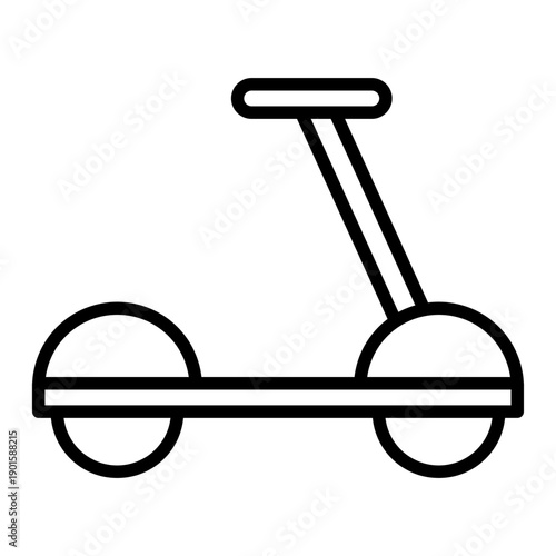 Black line icon kick scooter. Minimalist transportation and vehicles outline symbol design.