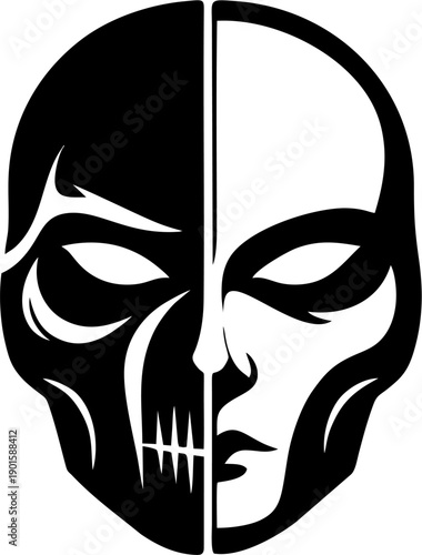 Split Face Skull Mask Design.eps