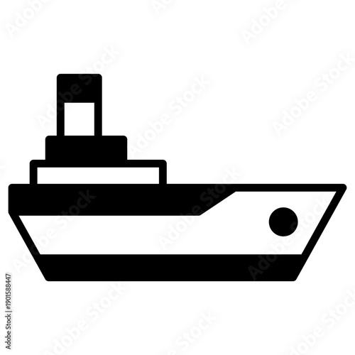 Black icon cruise ship. Minimalist transportation and vehicles semi solid symbol design.