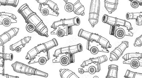 Vintage Art Design Pattern for Wall Decor in Monochrome Style