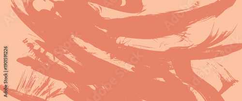 Abstract pastel peach orange textured distressed painted bold brush strokes background. Grunge retro muted coral red paintbrush stroke smear with spray texture for banner, surface, poster design