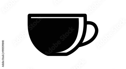 Black coffee cup icon on white background
