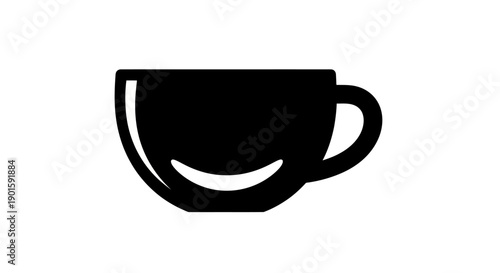 Black coffee cup icon on white background