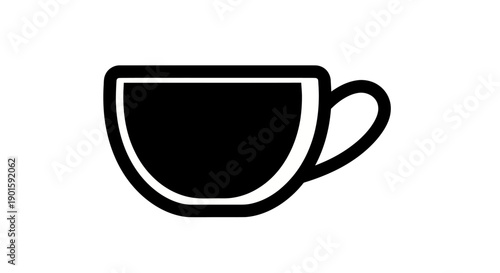 Black coffee cup icon on white
