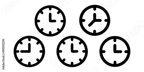 Analog Clock Grid, Four analog clocks arranged in a 2x2 grid, each showing different times.