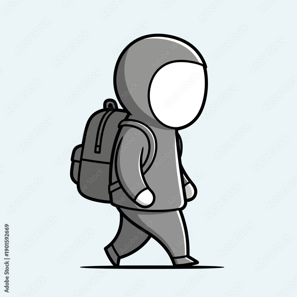 Obraz premium Cartoon astronaut walking with backpack