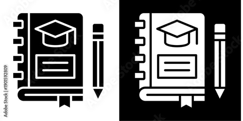 Learning Journal Icon Set White Glyph Style Collection

