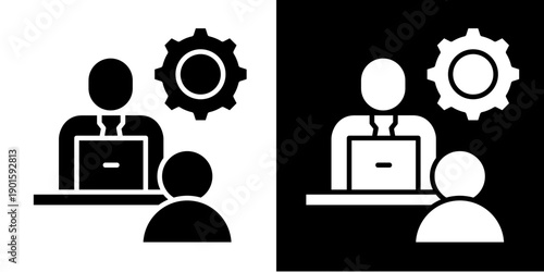 Coaching Session Icon Set White Glyph Style Collection
