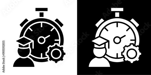 Time Management Icon Set White Glyph Style Collection
