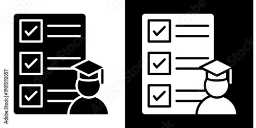 Evaluation Checklist Icon Set White Glyph Style Collection
