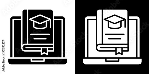 Digital Learning Icon Set White Glyph Style Collection
