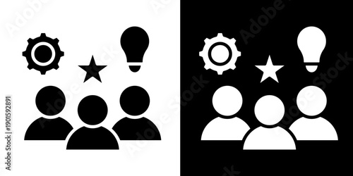 Group Activity Icon Set White Glyph Style Collection
