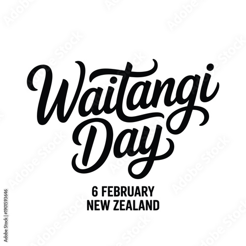 A graphic design celebrating Waitangi Day on February 6th in New Zealand