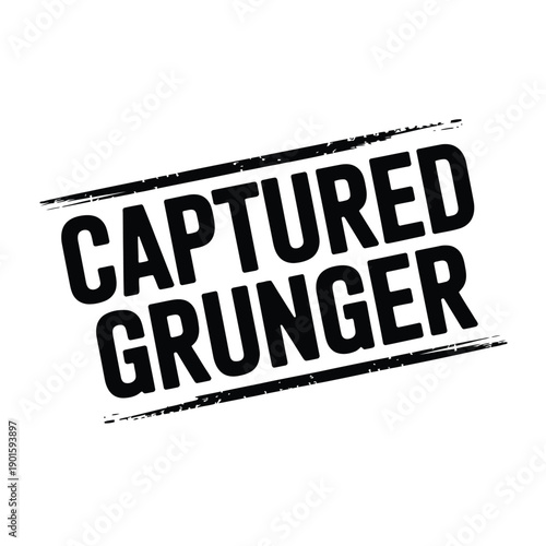A black and white image of a grungy text stamp that reads Captured Grunger.