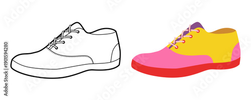 Plimsoll sneaker shoe flat plus line set. Minimal sneaker design for kids fashion, lifestyle icons for man woman unisex. Technical fashion illustration, CAD mockup, mixed vector isolated stylish style