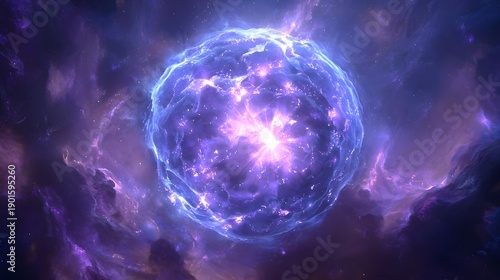 Cosmic Energy Sphere - A Vibrant Display of Celestial Phenomena in the Universe.