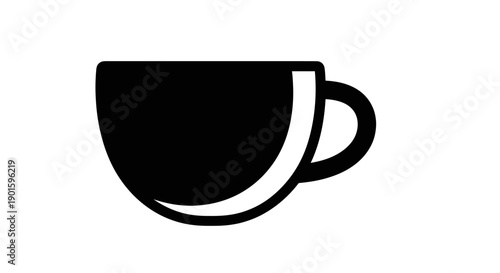 Black coffee cup icon on white background