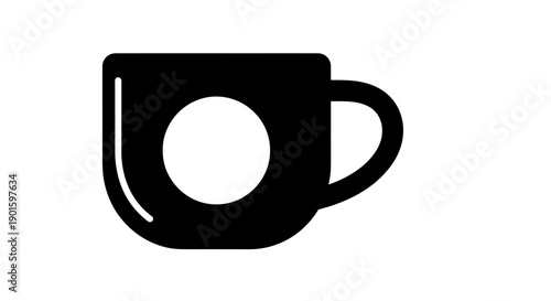 Black coffee cup icon on white background