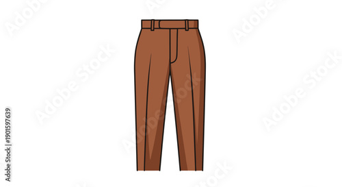 Practical cartoon illustration of classic brown trousers, ideal for depicting everyday wear, fashion, or apparel themes