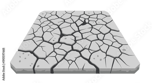 Textured pixel art illustration depicting a square section of dry, cracked ground, conveying concepts of drought,