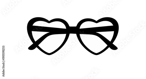 Black heart-shaped eyeglasses silhouette a simple vector illustration ideal for love romance or fashion-themed designs isolated on a white background