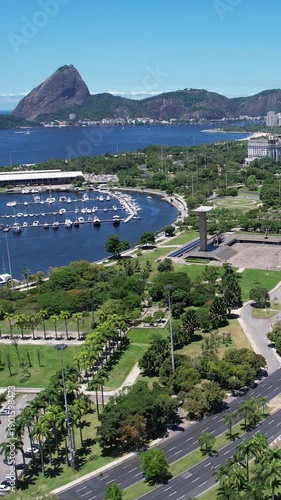 Marina Da Gloria At Rio De Janeiro Brazil. Aerial View Of Stunning Beach With Crystal Clear Waters. Infrastructure Landscape Commercial Building Stunning. Urban Commercial Building Town.
