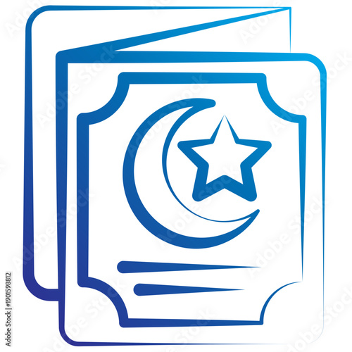 Greeting Card Gradient Hand Drawn Icon, Mini Illustration For Modern Concept, Print, Ui, Ux Kit, Web And App Development. Vector Related To Ramadan, Eid Al-Fitr, Eid Al-Adha And More