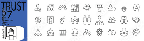 Trust line editable icon set. Editable stroke. Vector illustration.