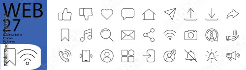 Web line editable icon set. Editable stroke. Vector illustration.