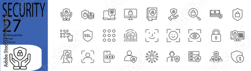 Security line editable icon set. Editable stroke. Vector illustration.
